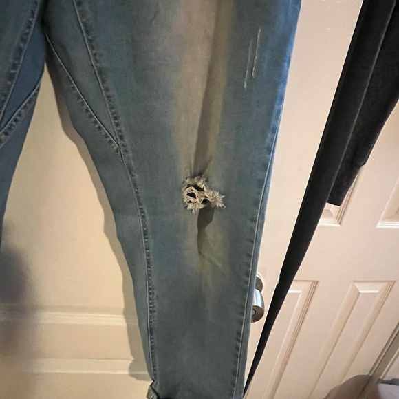 Casual Pull-on Distressed Stretch Jeans Elastic Waist Jean Denim Joggers Pants - Picture 6 of 7